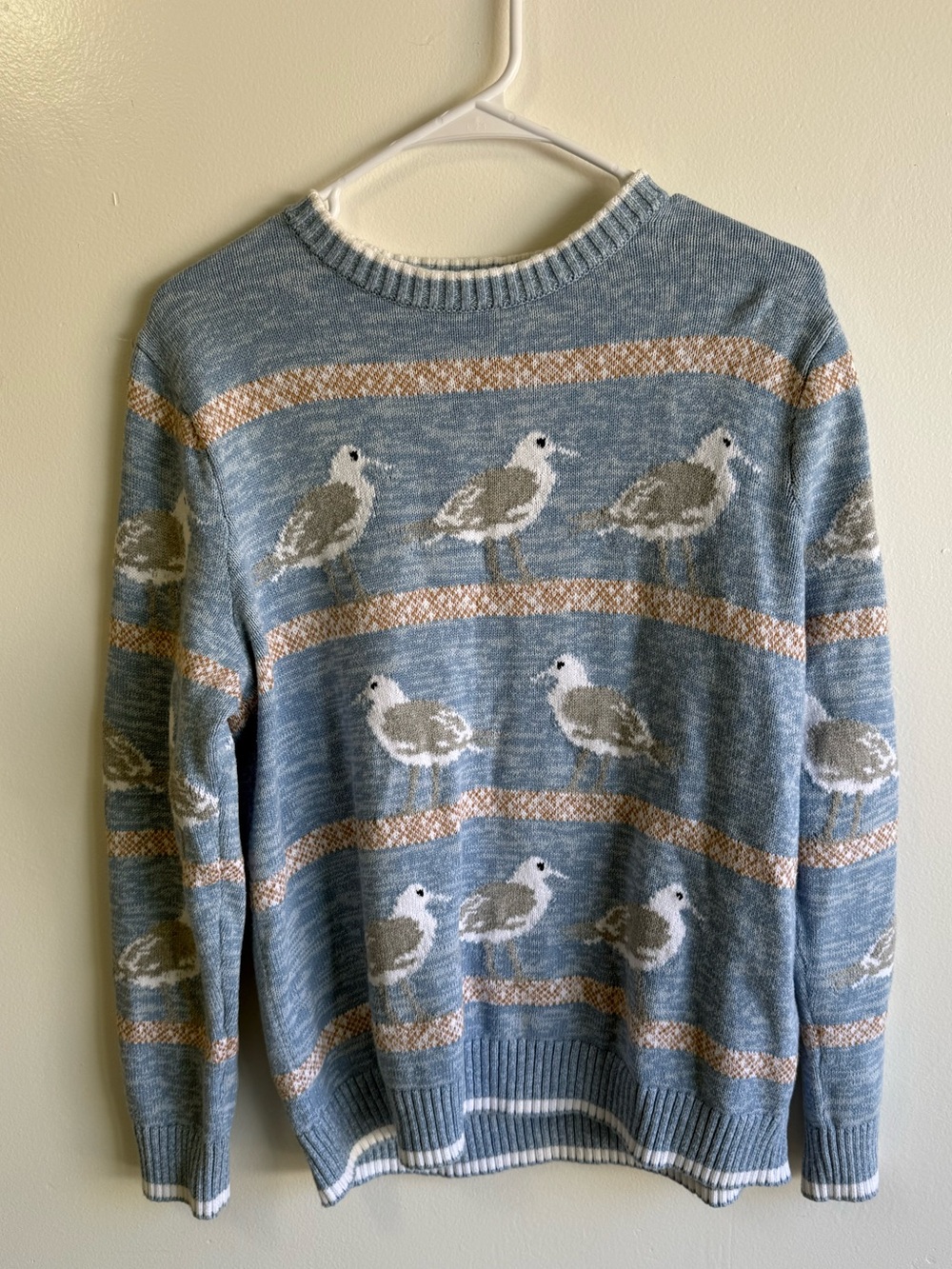 Lands End 100% Cotton Fisherman Seagull Knit Drifter Sweater size Medium